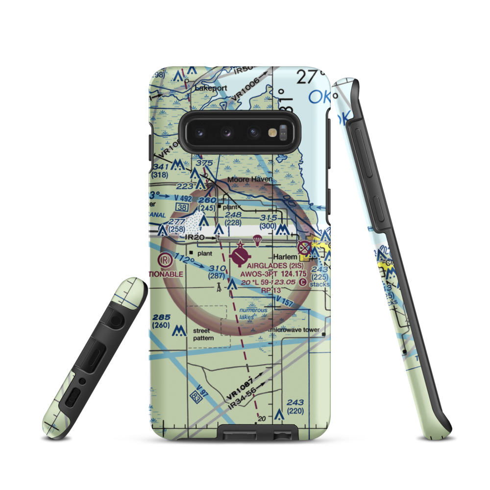 Airglades Airport (2IS) VFR Sectional Samsung Phone Case Samsung Galaxy S10 model shown