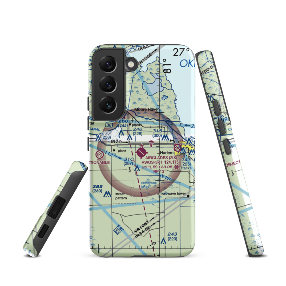 Airglades Airport (2IS) VFR Sectional Samsung Phone Case Samsung Galaxy S22 model shown