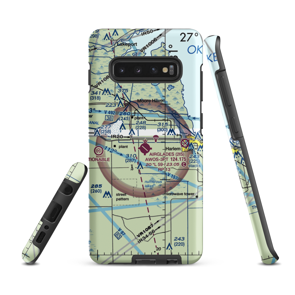 Airglades Airport (2IS) VFR Sectional Samsung Phone Case Samsung Galaxy S10 Plus model shown