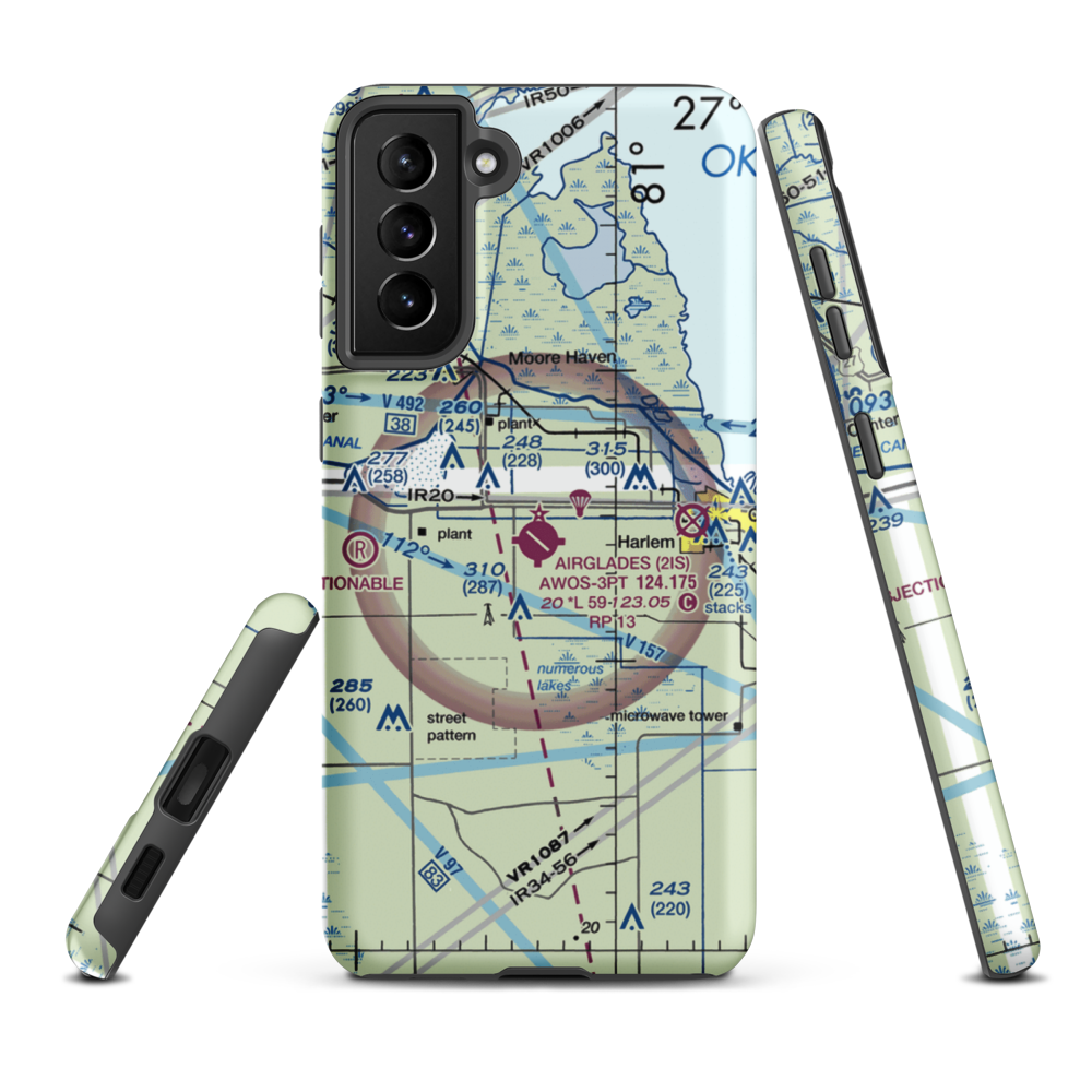 Airglades Airport (2IS) VFR Sectional Samsung Phone Case Samsung Galaxy S21 Plus model shown