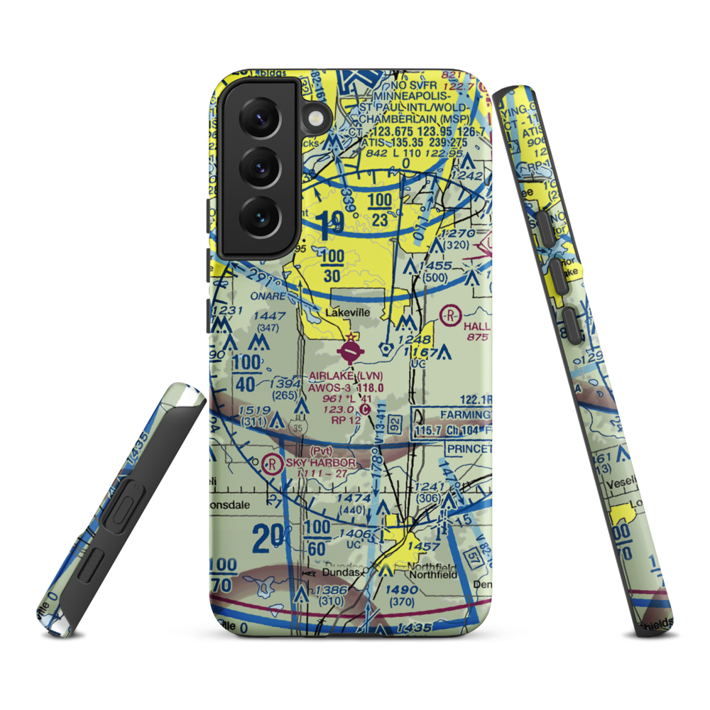 Airlake Airport (LVN) VFR Sectional Samsung Phone Case Samsung Galaxy S22 Plus model shown