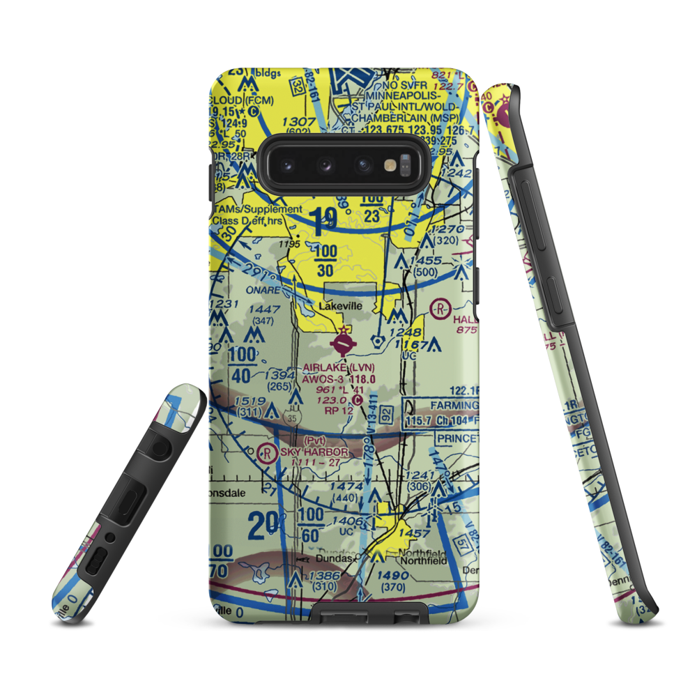 Airlake Airport (LVN) VFR Sectional Samsung Phone Case Samsung Galaxy S10 Plus model shown