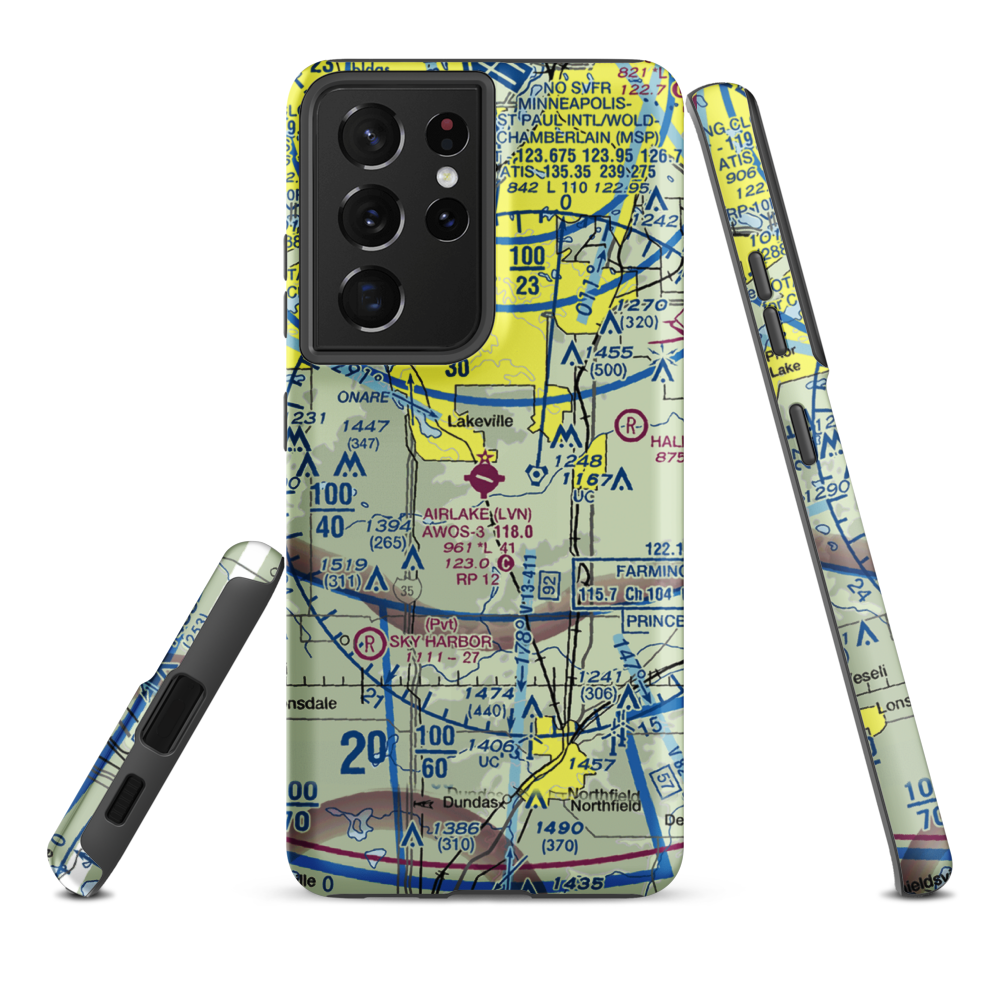 Airlake Airport (LVN) VFR Sectional Samsung Phone Case Samsung Galaxy S21 Plus model shown