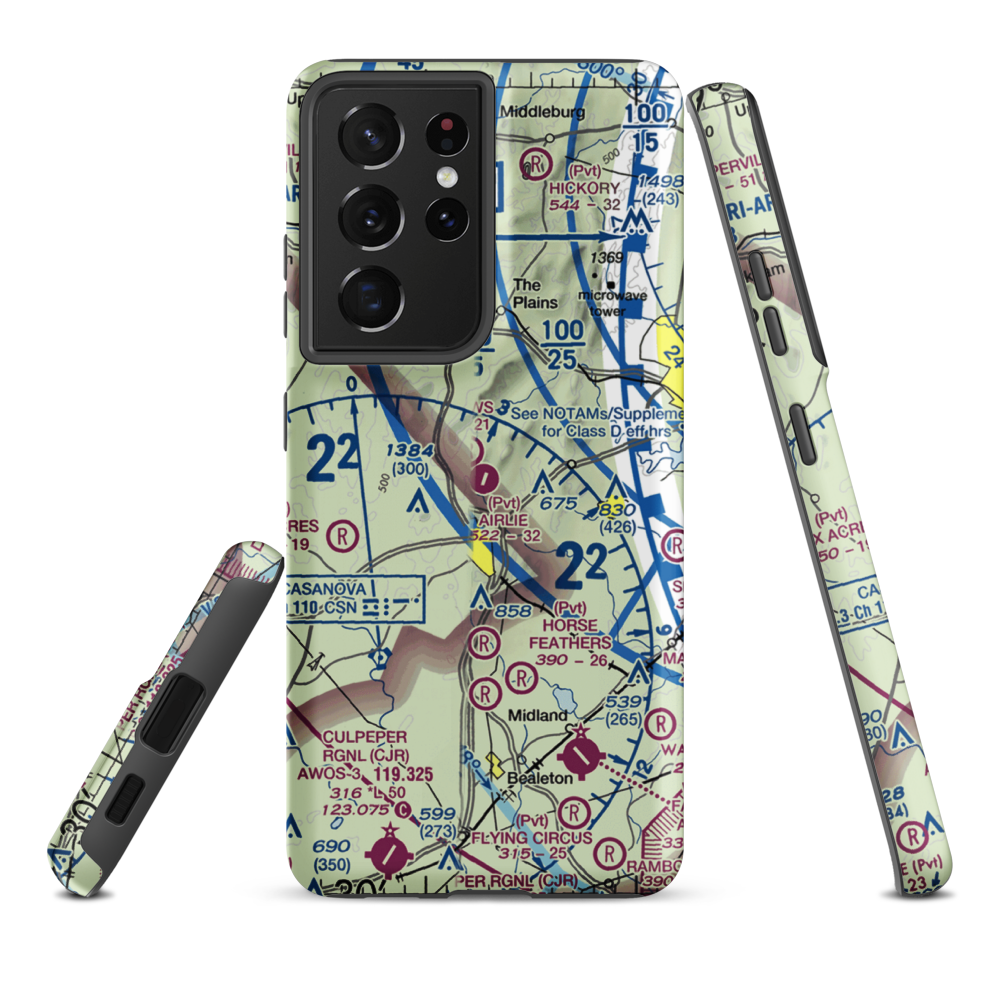 Airlie Airport (2VA9) VFR Sectional Samsung Phone Case Samsung Galaxy S21 Ultra model shown
