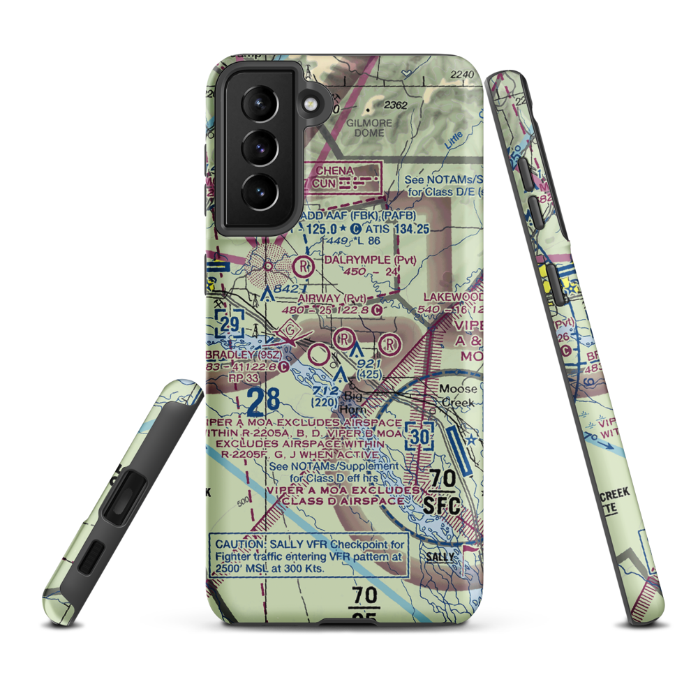 Airway Airport (5AK3) VFR Sectional Samsung Phone Case Samsung Galaxy S21 FE model shown
