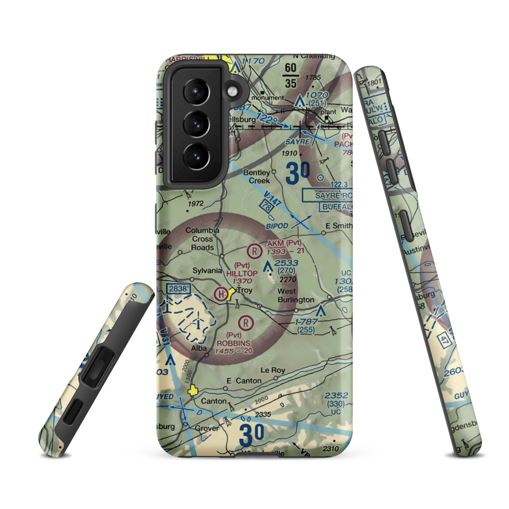 Akm Airfield (PN54) VFR Sectional Samsung Phone Case Samsung Galaxy S21 FE model shown