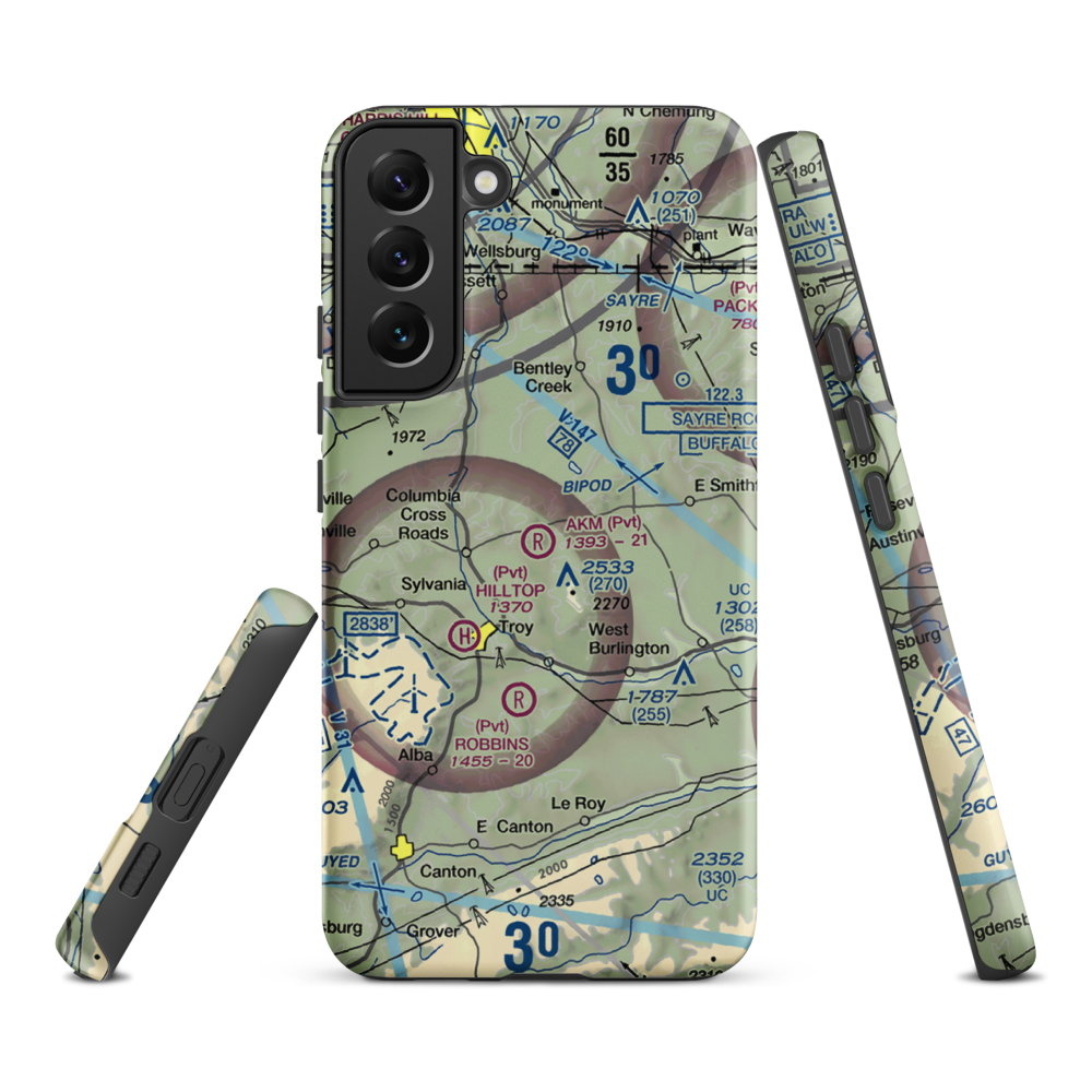 Akm Airfield (PN54) VFR Sectional Samsung Phone Case Samsung Galaxy S22 Plus model shown
