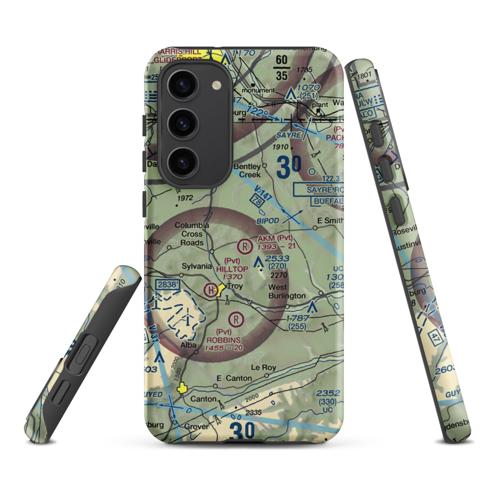 Akm Airfield (PN54) VFR Sectional Samsung Phone Case Samsung Galaxy S23 Plus model shown