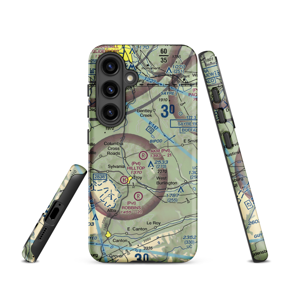 Akm Airfield (PN54) VFR Sectional Samsung Phone Case Samsung Galaxy S24 model shown