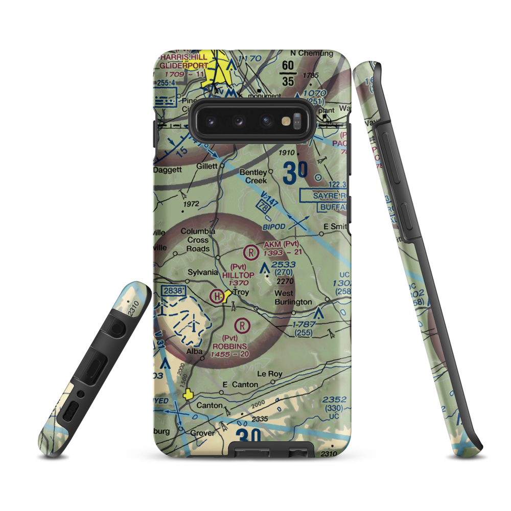 Akm Airfield (PN54) VFR Sectional Samsung Phone Case Samsung Galaxy S10 Plus model shown