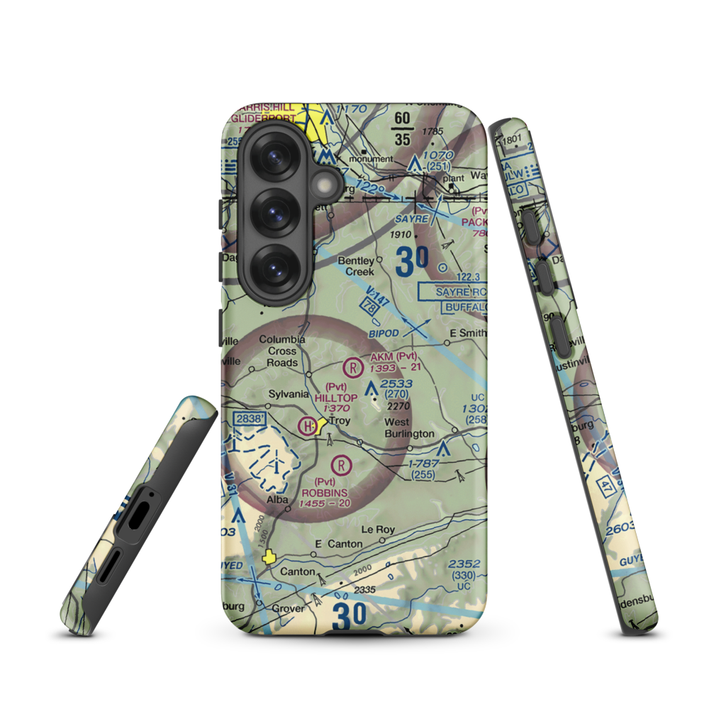 Akm Airfield (PN54) VFR Sectional Samsung Phone Case Samsung Galaxy S25 model shown