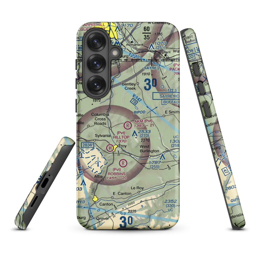 Akm Airfield (PN54) VFR Sectional Samsung Phone Case Samsung Galaxy S25 Plus model shown