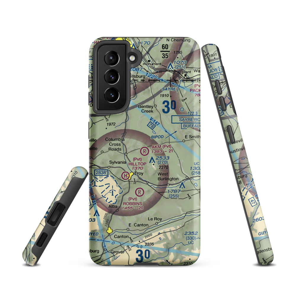 Akm Airfield (PN54) VFR Sectional Samsung Phone Case Samsung Galaxy S21 model shown