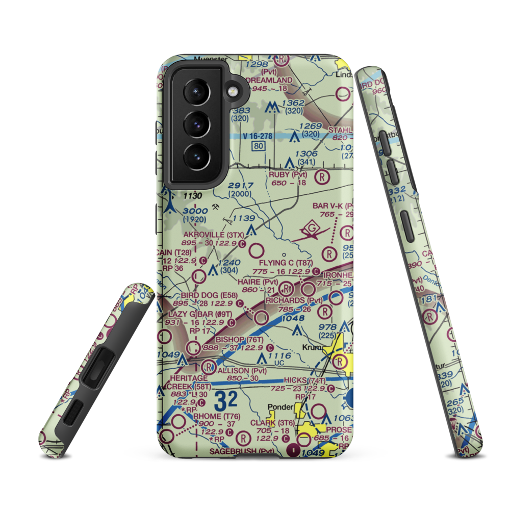 Akroville Airport (3TX) VFR Sectional Samsung Phone Case Samsung Galaxy S21 FE model shown