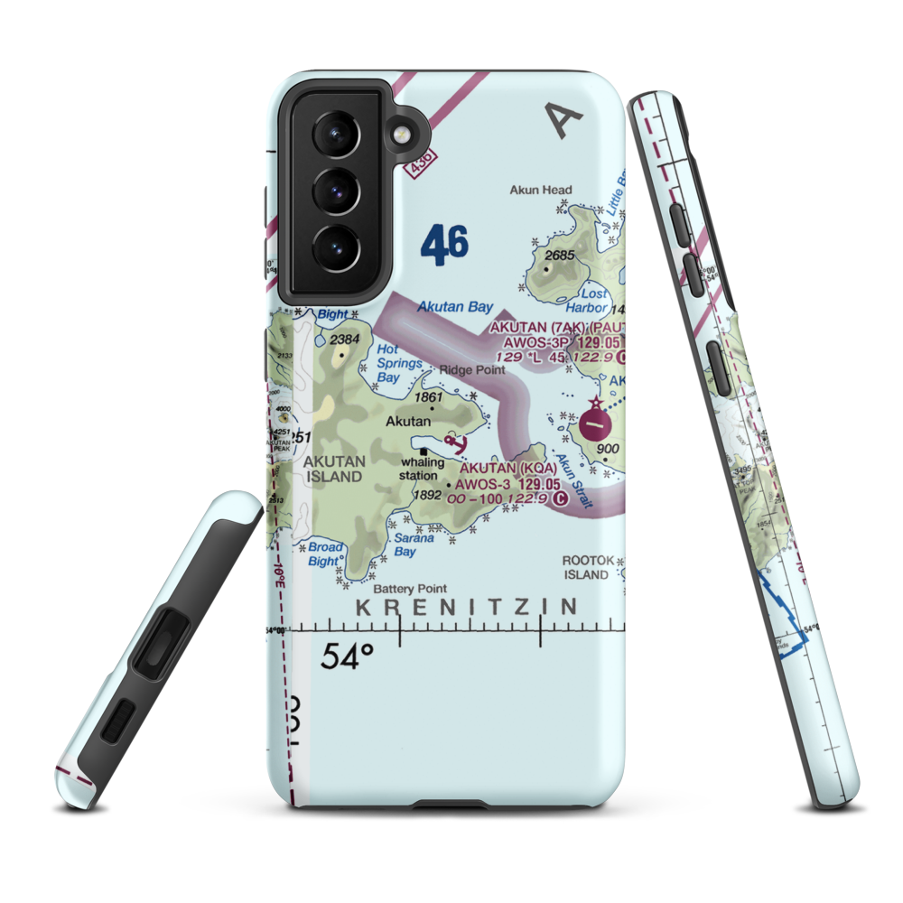 Akutan Seaplane Base (KQA) VFR Sectional Samsung Phone Case Samsung Galaxy S21 Plus model shown
