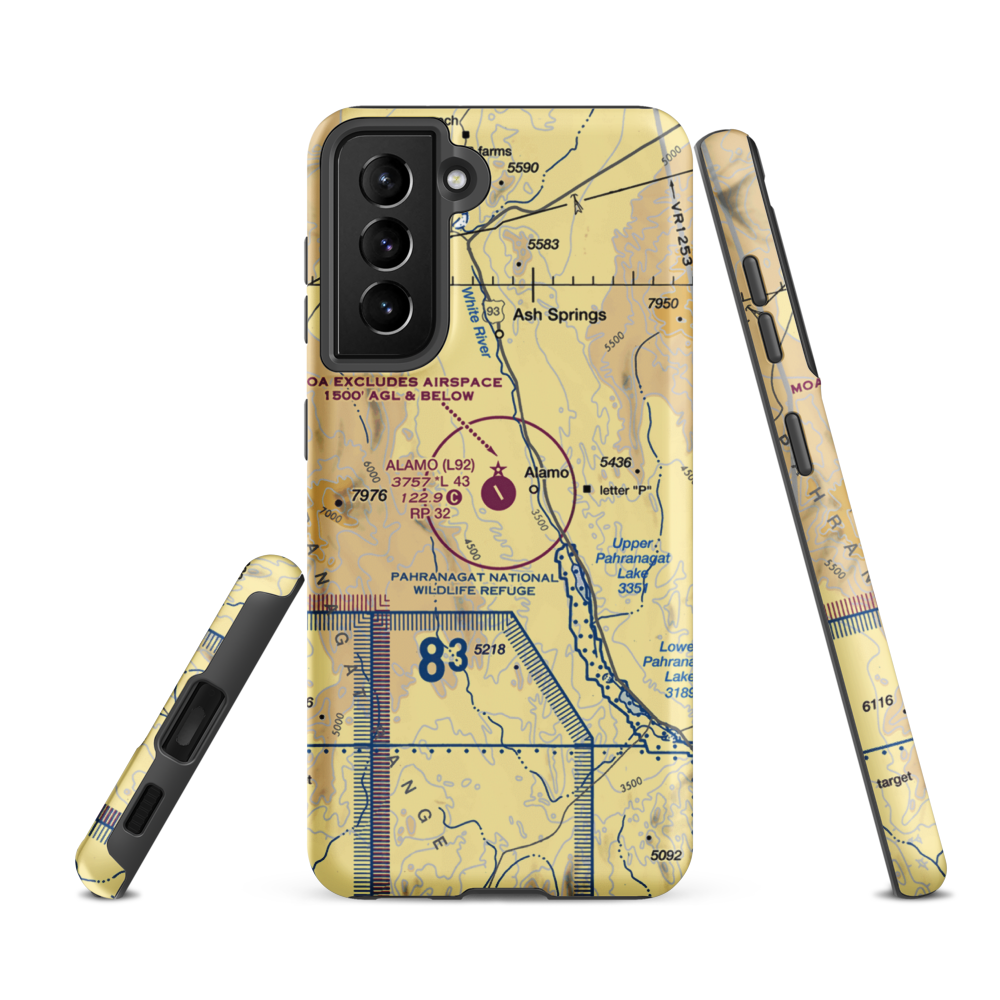 Alamo Landing Field (L92) VFR Sectional Samsung Phone Case Samsung Galaxy S21 FE model shown
