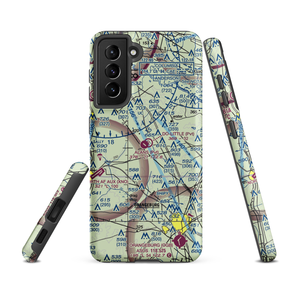 Alan's Airport (SC07) VFR Sectional Samsung Phone Case Samsung Galaxy S21 Ultra model shown