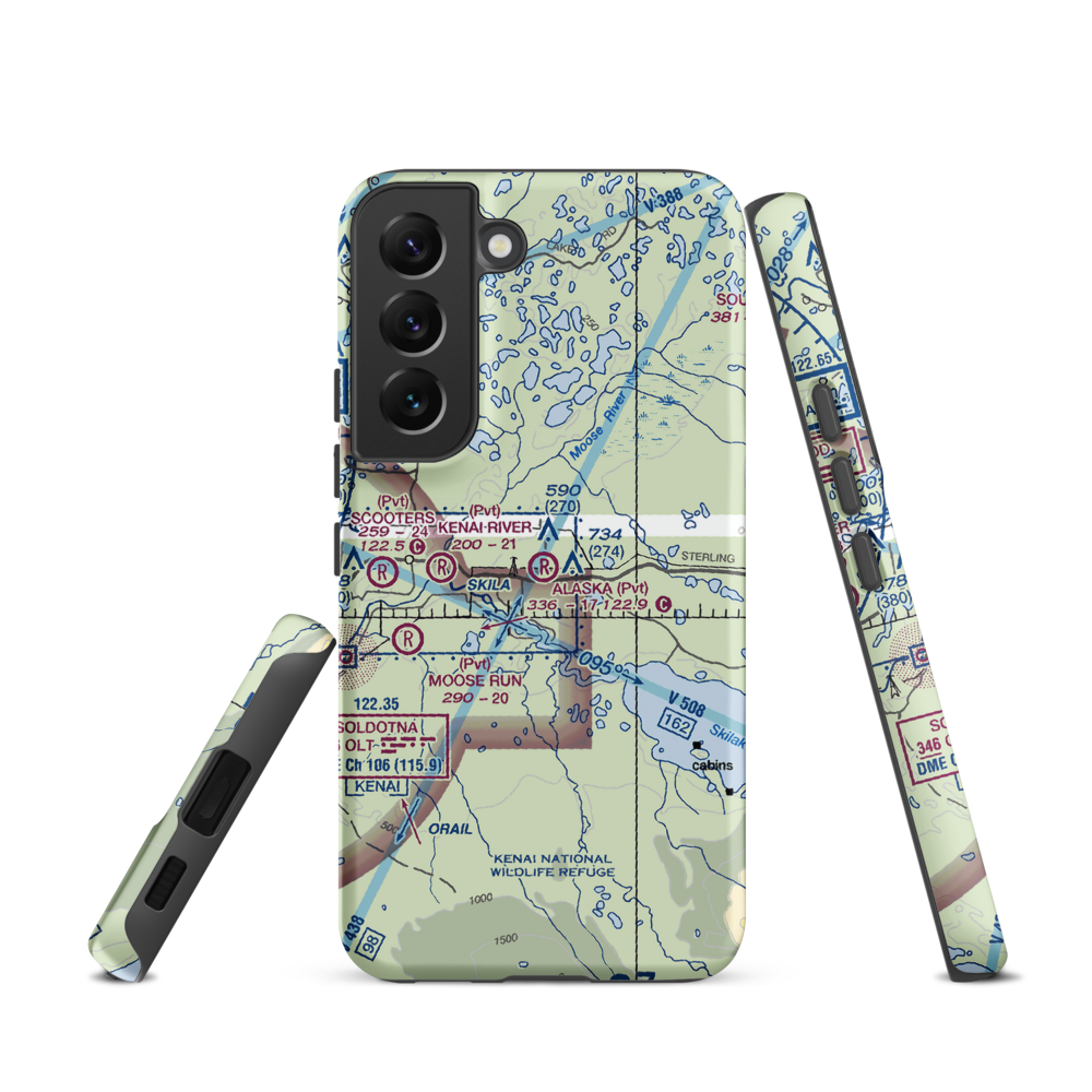 Alaska Airpark (AK01) VFR Sectional Samsung Phone Case Samsung Galaxy S22 model shown