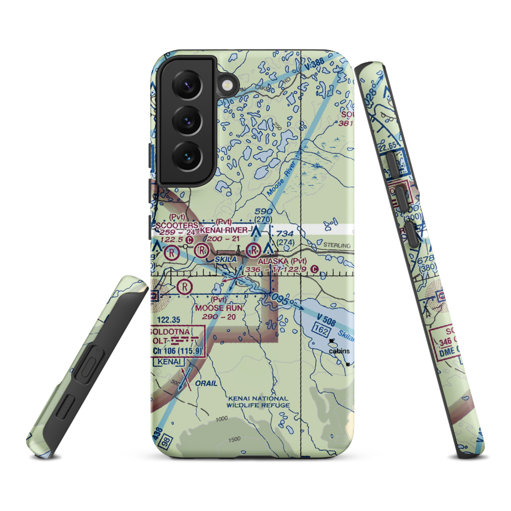 Alaska Airpark (AK01) VFR Sectional Samsung Phone Case Samsung Galaxy S22 Plus model shown
