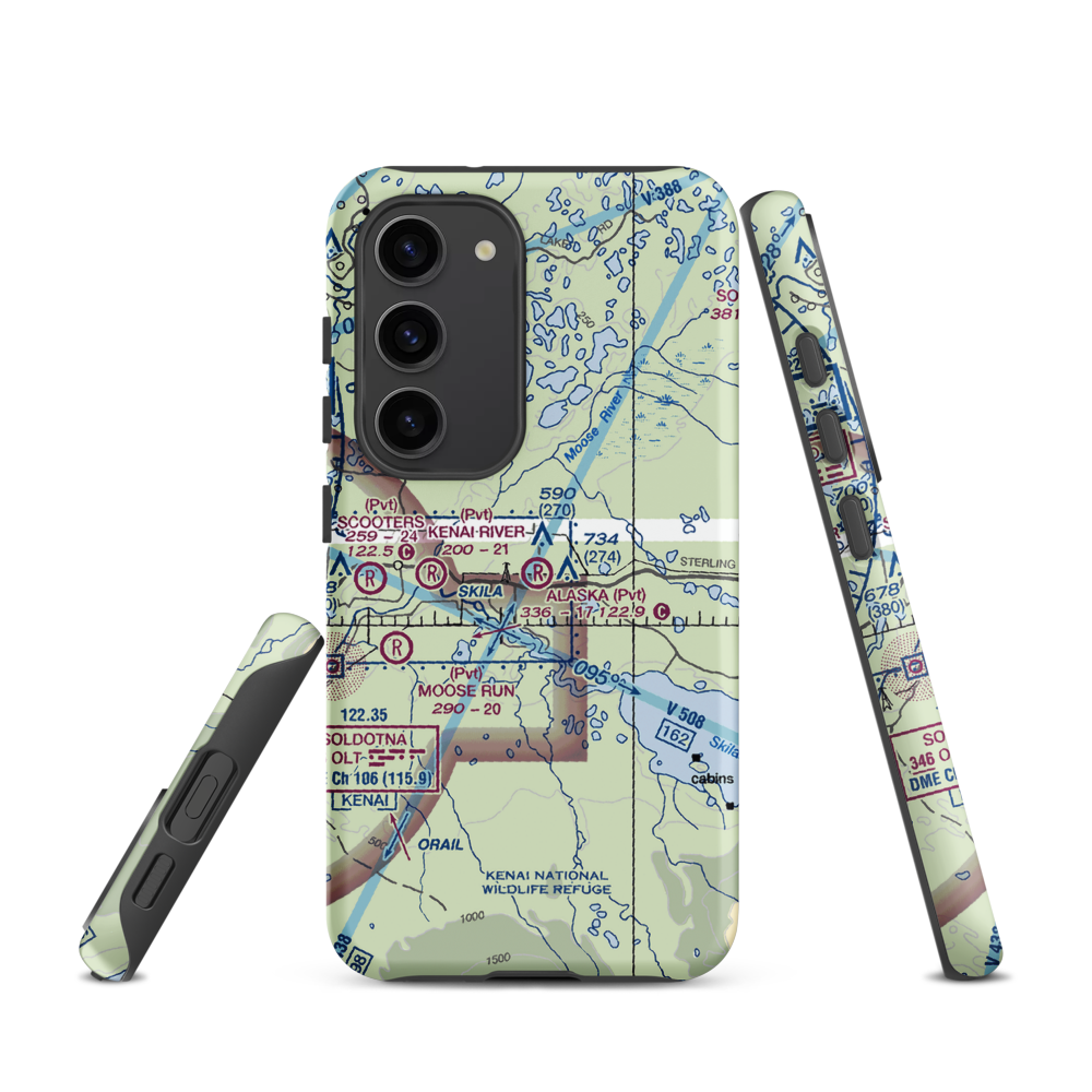 Alaska Airpark (AK01) VFR Sectional Samsung Phone Case Samsung Galaxy S23 model shown