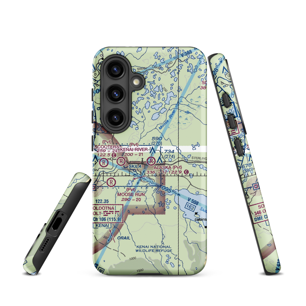 Alaska Airpark (AK01) VFR Sectional Samsung Phone Case Samsung Galaxy S24 model shown