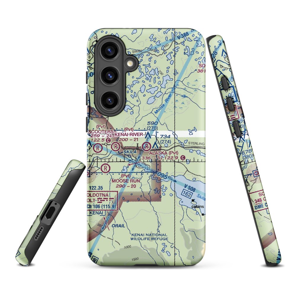 Alaska Airpark (AK01) VFR Sectional Samsung Phone Case Samsung Galaxy S24 Plus model shown