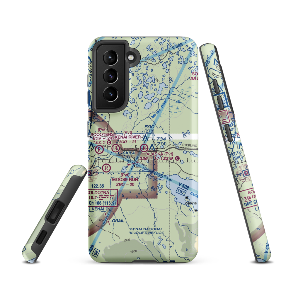 Alaska Airpark (AK01) VFR Sectional Samsung Phone Case Samsung Galaxy S21 model shown
