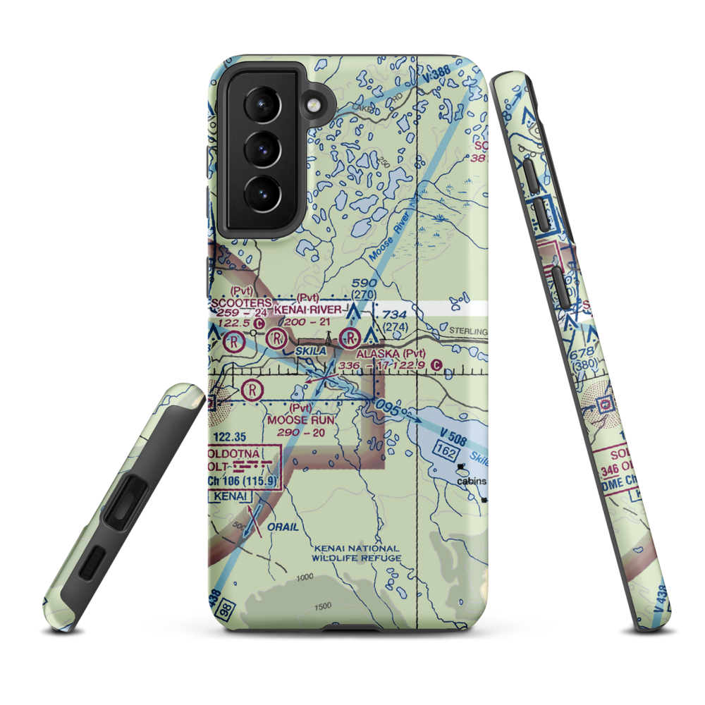 Alaska Airpark (AK01) VFR Sectional Samsung Phone Case Samsung Galaxy S21 FE model shown