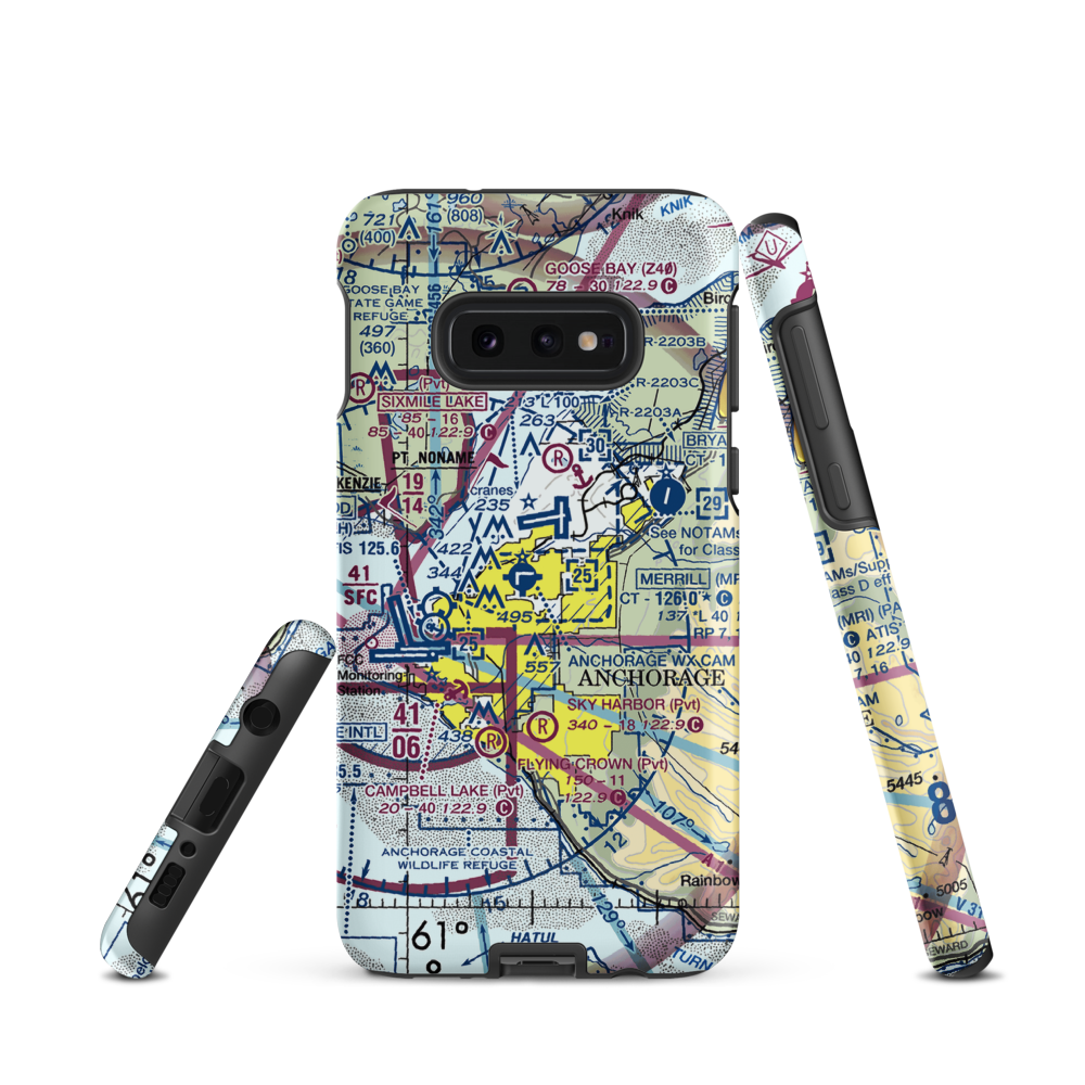 Alaska Regional Hospital Heliport (2OK) VFR Sectional Samsung Phone Case Samsung Galaxy S10e model shown