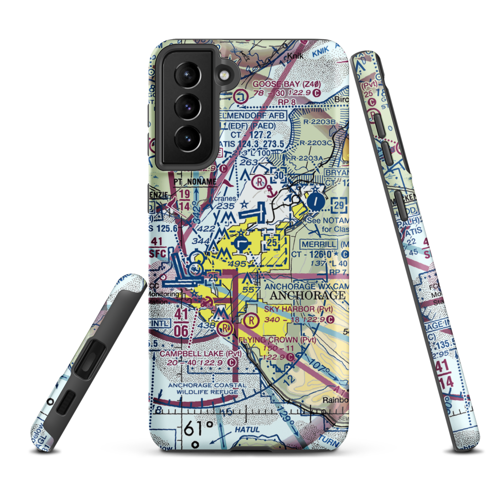 Alaska Regional Hospital Heliport (2OK) VFR Sectional Samsung Phone Case Samsung Galaxy S21 FE model shown