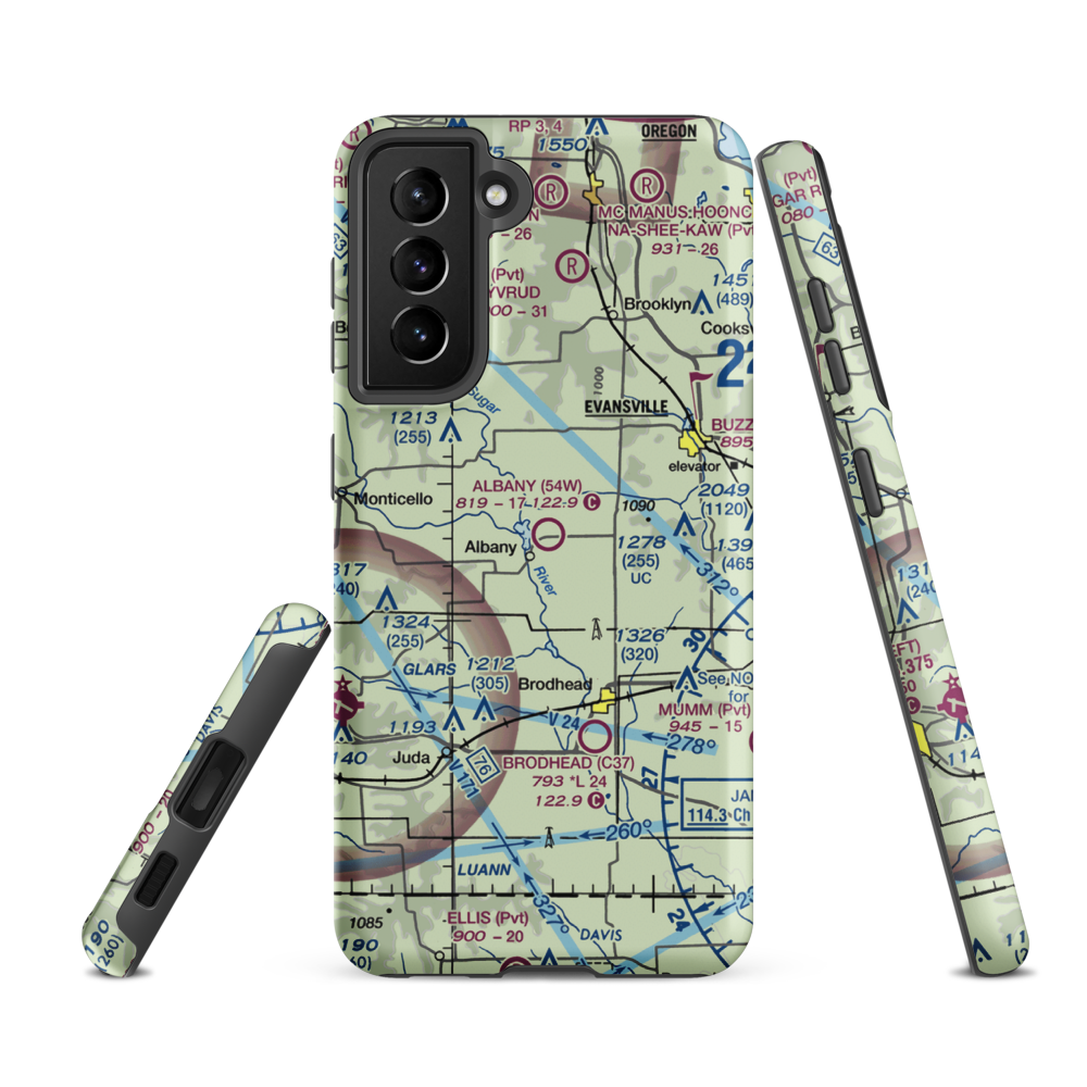 Albany Airport (54W) VFR Sectional Samsung Phone Case Samsung Galaxy S21 FE model shown