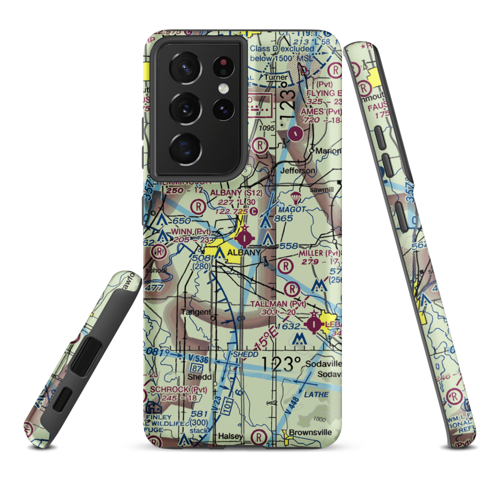 Albany Municipal Airport (S12) VFR Sectional Samsung Phone Case Samsung Galaxy S21 Ultra model shown