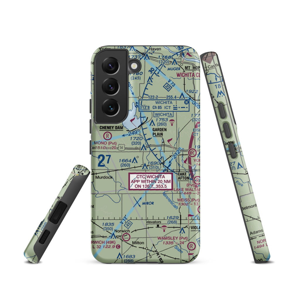 Albers Airport (SN13) VFR Sectional Samsung Phone Case Samsung Galaxy S22 model shown