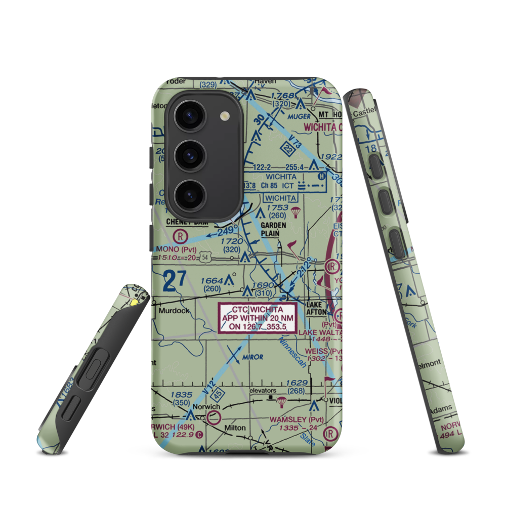 Albers Airport (SN13) VFR Sectional Samsung Phone Case Samsung Galaxy S23 model shown