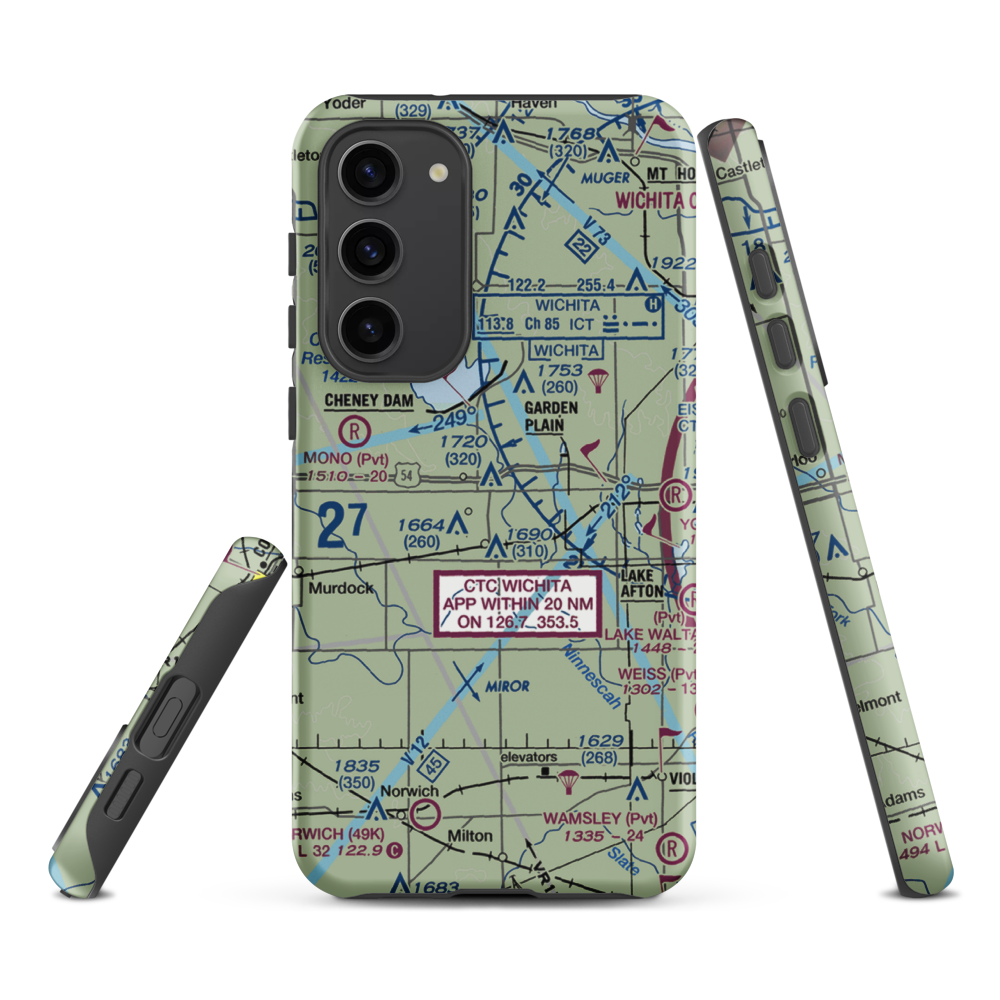 Albers Airport (SN13) VFR Sectional Samsung Phone Case Samsung Galaxy S23 Plus model shown
