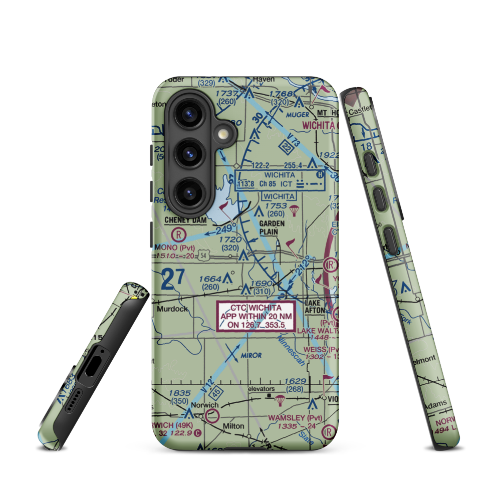 Albers Airport (SN13) VFR Sectional Samsung Phone Case Samsung Galaxy S24 model shown