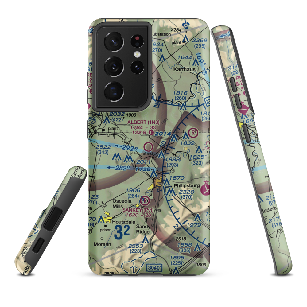 Albert Airport (1N3) VFR Sectional Samsung Phone Case Samsung Galaxy S21 Ultra model shown
