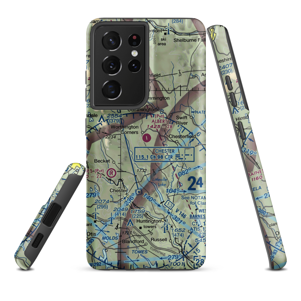 Albert Farms Airport (MA88) VFR Sectional Samsung Phone Case Samsung Galaxy S21 Plus model shown