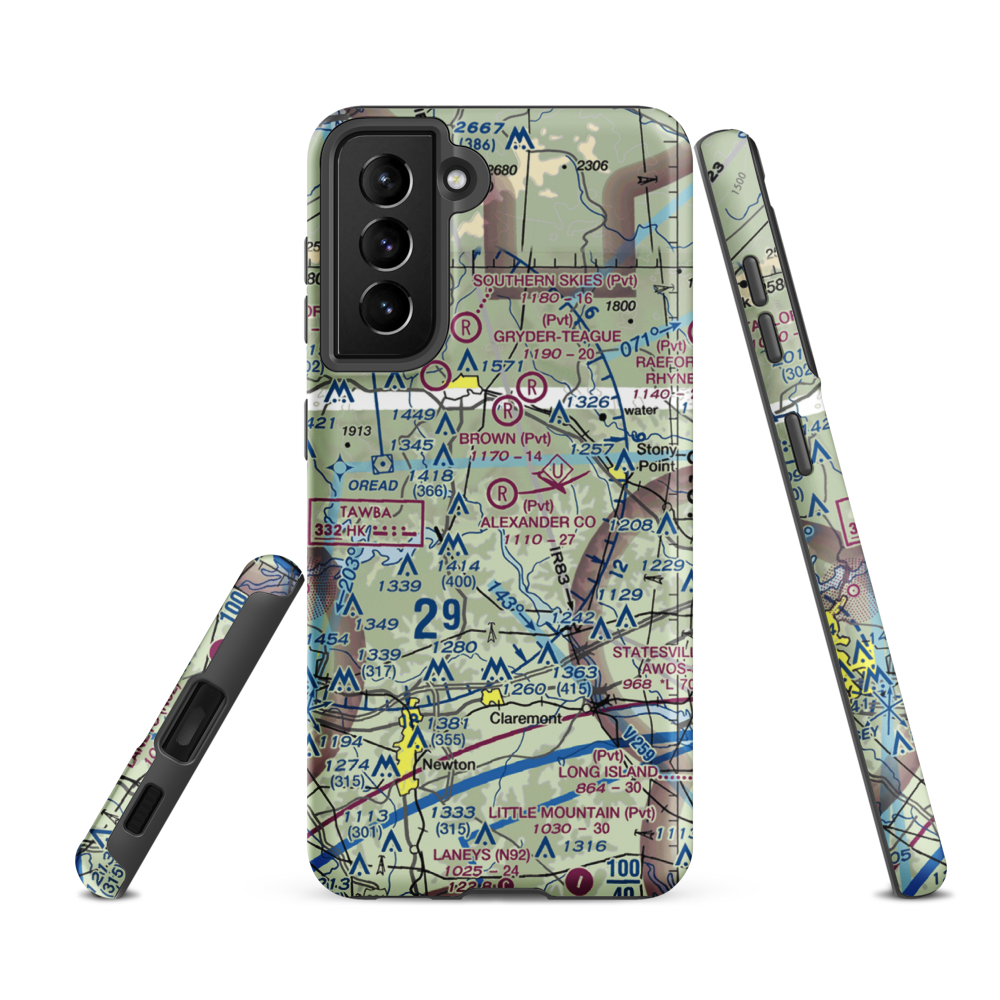 Alexander County Airport (NC59) VFR Sectional Samsung Phone Case Samsung Galaxy S21 FE model shown