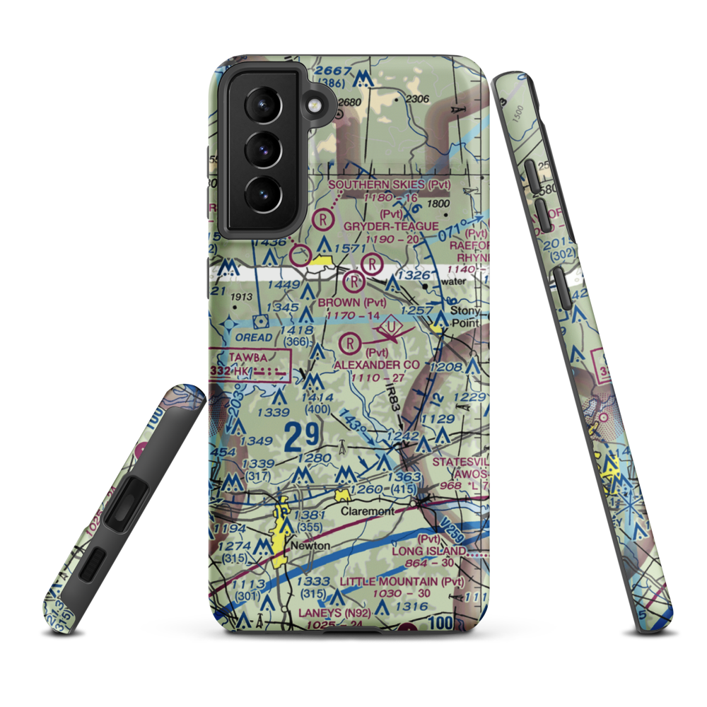 Alexander County Airport (NC59) VFR Sectional Samsung Phone Case Samsung Galaxy S21 FE model shown