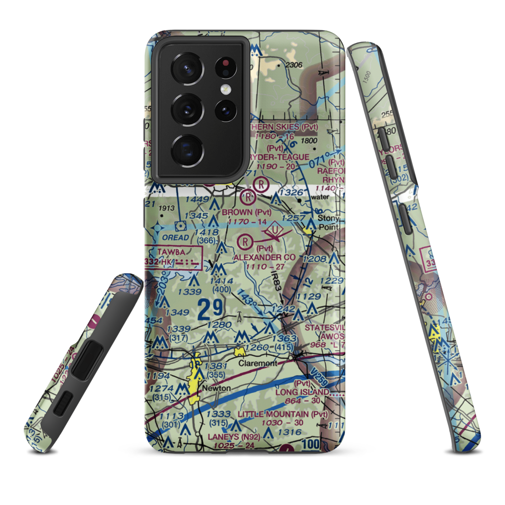 Alexander County Airport (NC59) VFR Sectional Samsung Phone Case Samsung Galaxy S21 Ultra model shown