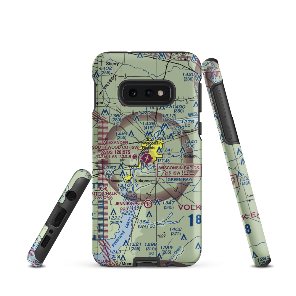 Alexander Field South Wood County Airport (ISW) VFR Sectional Samsung Phone Case Samsung Galaxy S10e model shown
