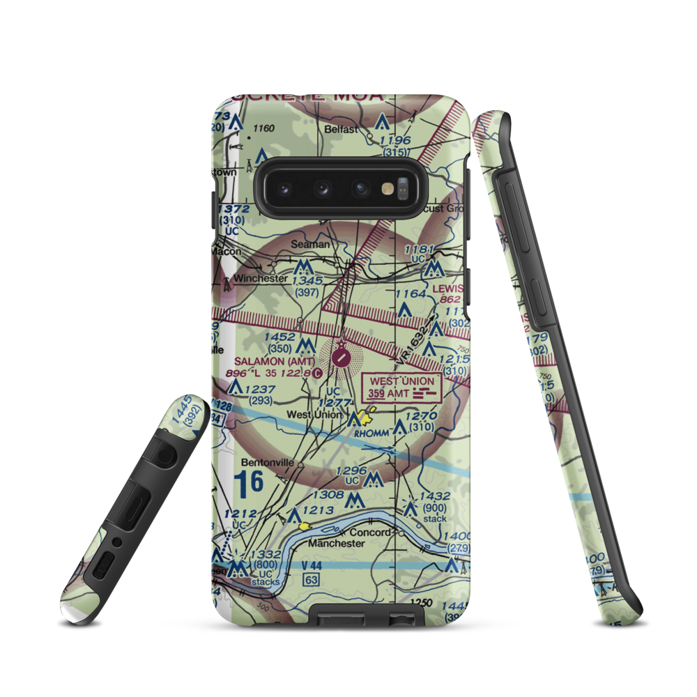 Alexander Salamon Airport (AMT) VFR Sectional Samsung Phone Case Samsung Galaxy S10 model shown