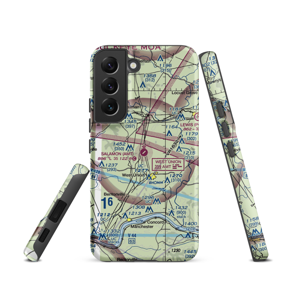 Alexander Salamon Airport (AMT) VFR Sectional Samsung Phone Case Samsung Galaxy S22 model shown