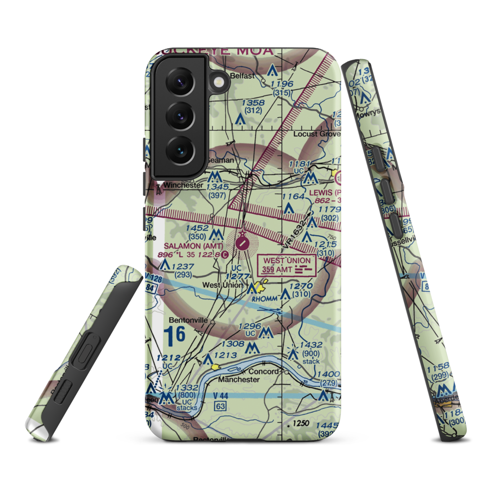 Alexander Salamon Airport (AMT) VFR Sectional Samsung Phone Case Samsung Galaxy S22 Plus model shown