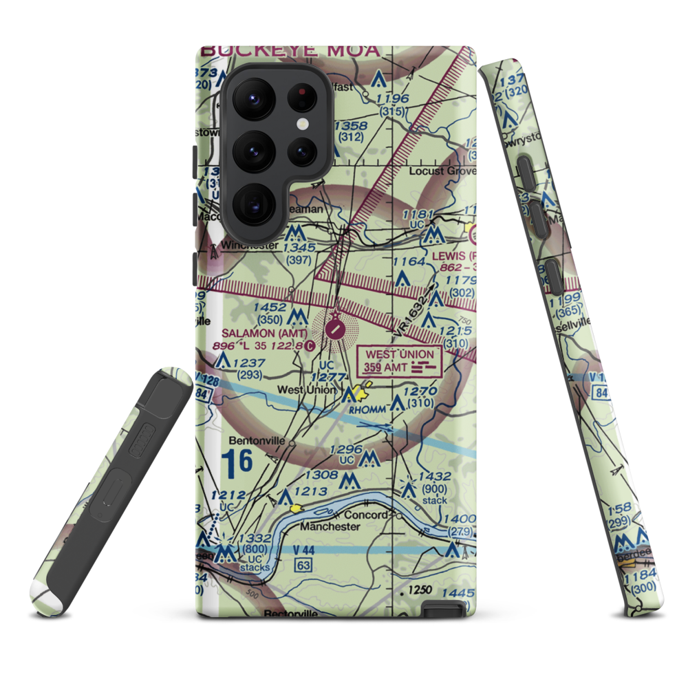 Alexander Salamon Airport (AMT) VFR Sectional Samsung Phone Case Samsung Galaxy S22 Ultra model shown