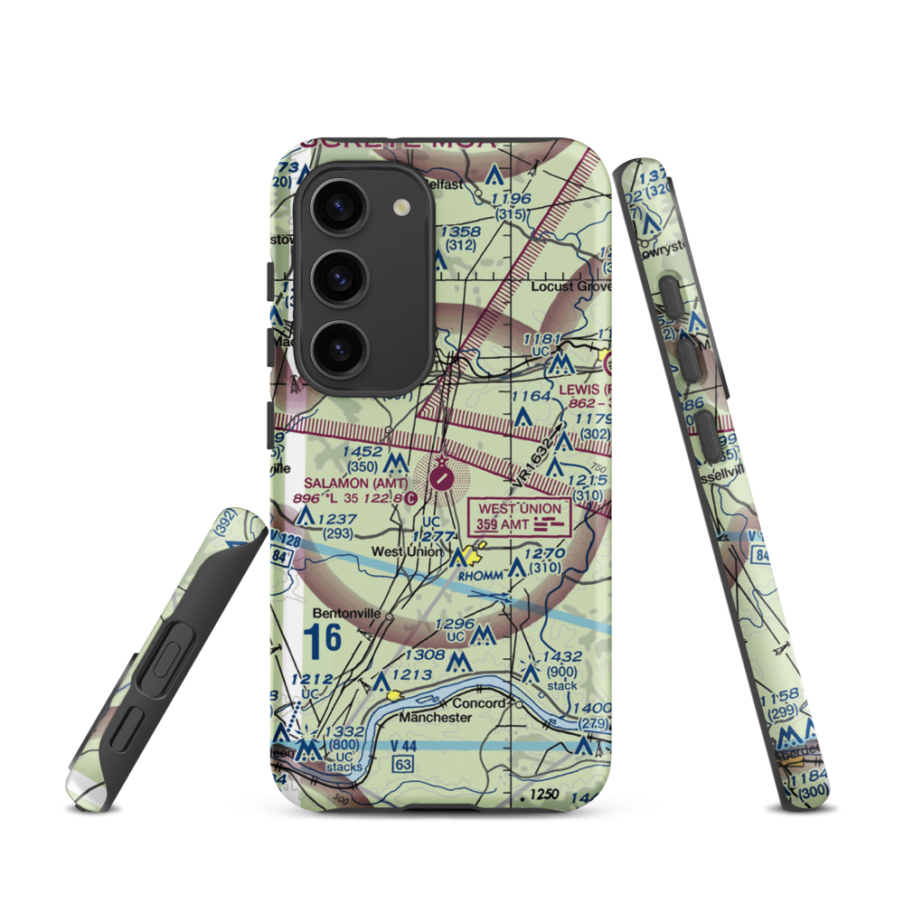 Alexander Salamon Airport (AMT) VFR Sectional Samsung Phone Case Samsung Galaxy S23 model shown