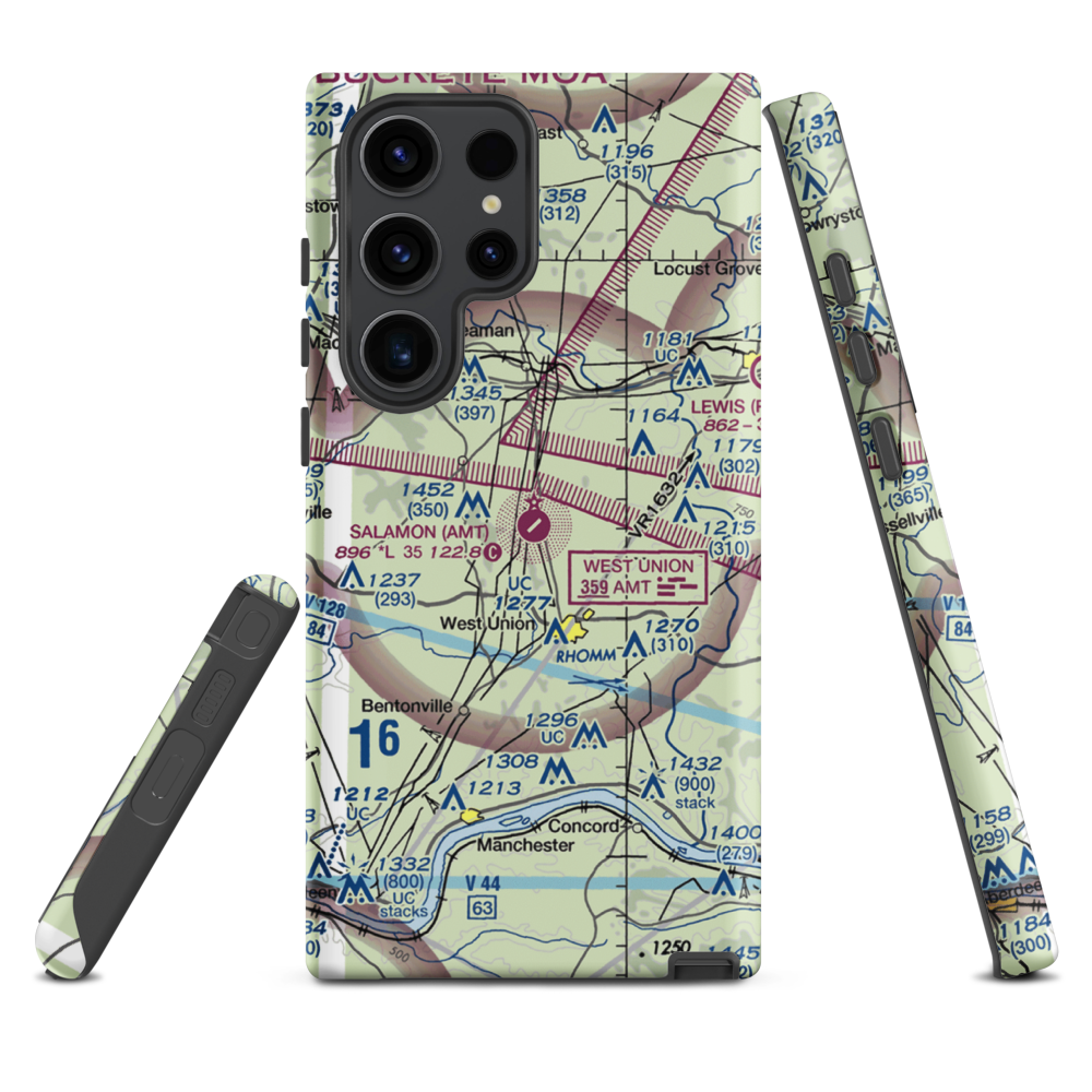 Alexander Salamon Airport (AMT) VFR Sectional Samsung Phone Case Samsung Galaxy S23 Ultra model shown