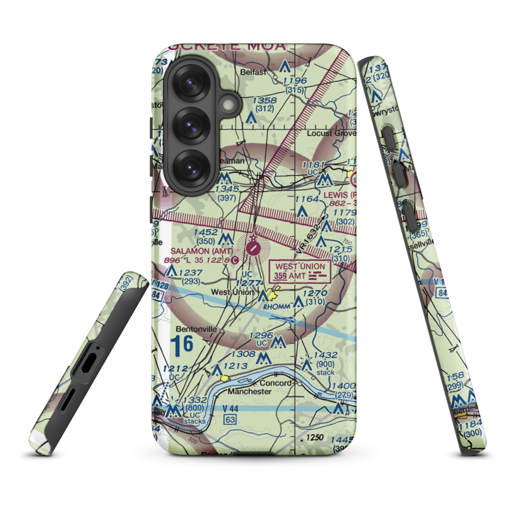 Alexander Salamon Airport (AMT) VFR Sectional Samsung Phone Case Samsung Galaxy S25 Plus model shown