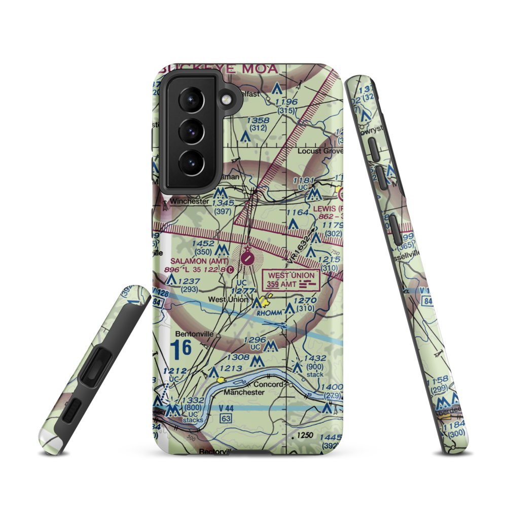 Alexander Salamon Airport (AMT) VFR Sectional Samsung Phone Case Samsung Galaxy S21 model shown